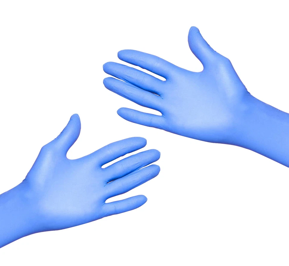 Guantes de examen Synmax básicos de vinilo azul talla S/M/L/XL Foto 3 de 4