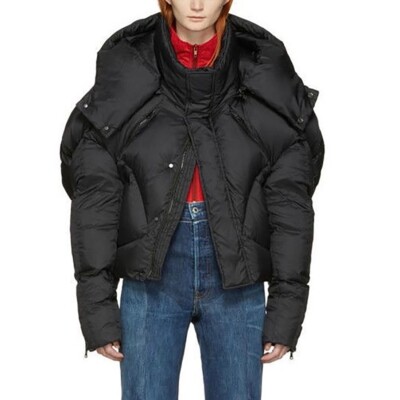 CHEN PENG S Black Short Oversized Quilted Puffer Jacket