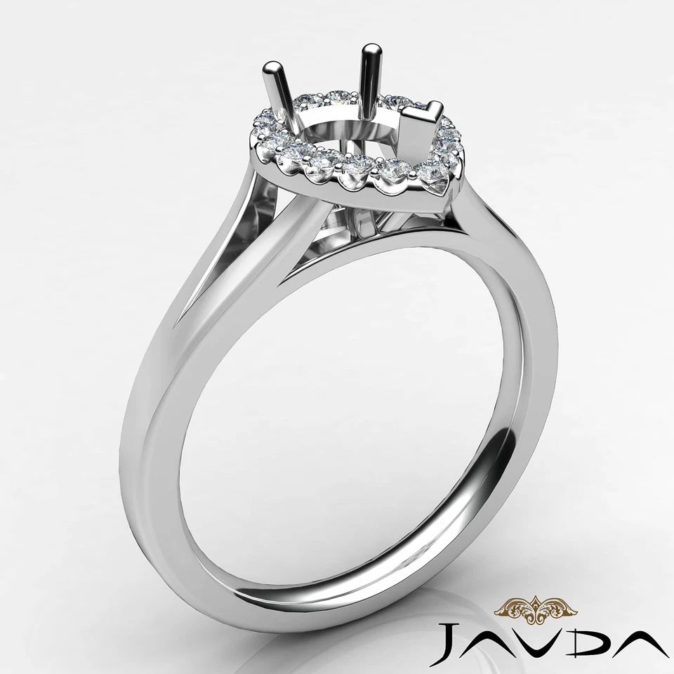 Pear Diamond Wedding Engagement Semi Mount Halo Pave Setting Ring 0.20Ctw. - Image 3 of 4