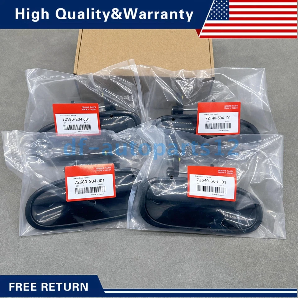 New 4 Pcs Front & Rear Outside Door Handles Set Black for 1996-2000 Honda Civic - Imagem 3 de 4