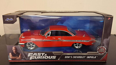 JADA 1/24 DOMS CHEVROLET IMPALA FAST AND FURIOUS RED 98426 - TORN BOX