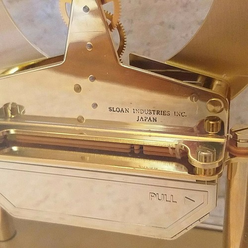Angelus Quartz Desk Shelf Clock Open Gears BRASS ACRYLIC Working Sloan JAPAN Vtg - Picture 8 of 14