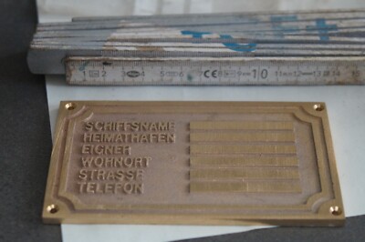 neue massive Messingplatte Schiffseigentümer Segelboot Motorboot 130x80x5 mm