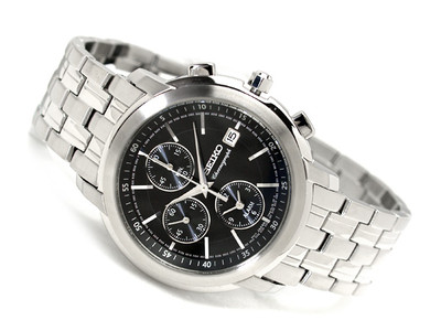 Seiko Alarm Chronograph Black Face Men's Watch SNAB83P1