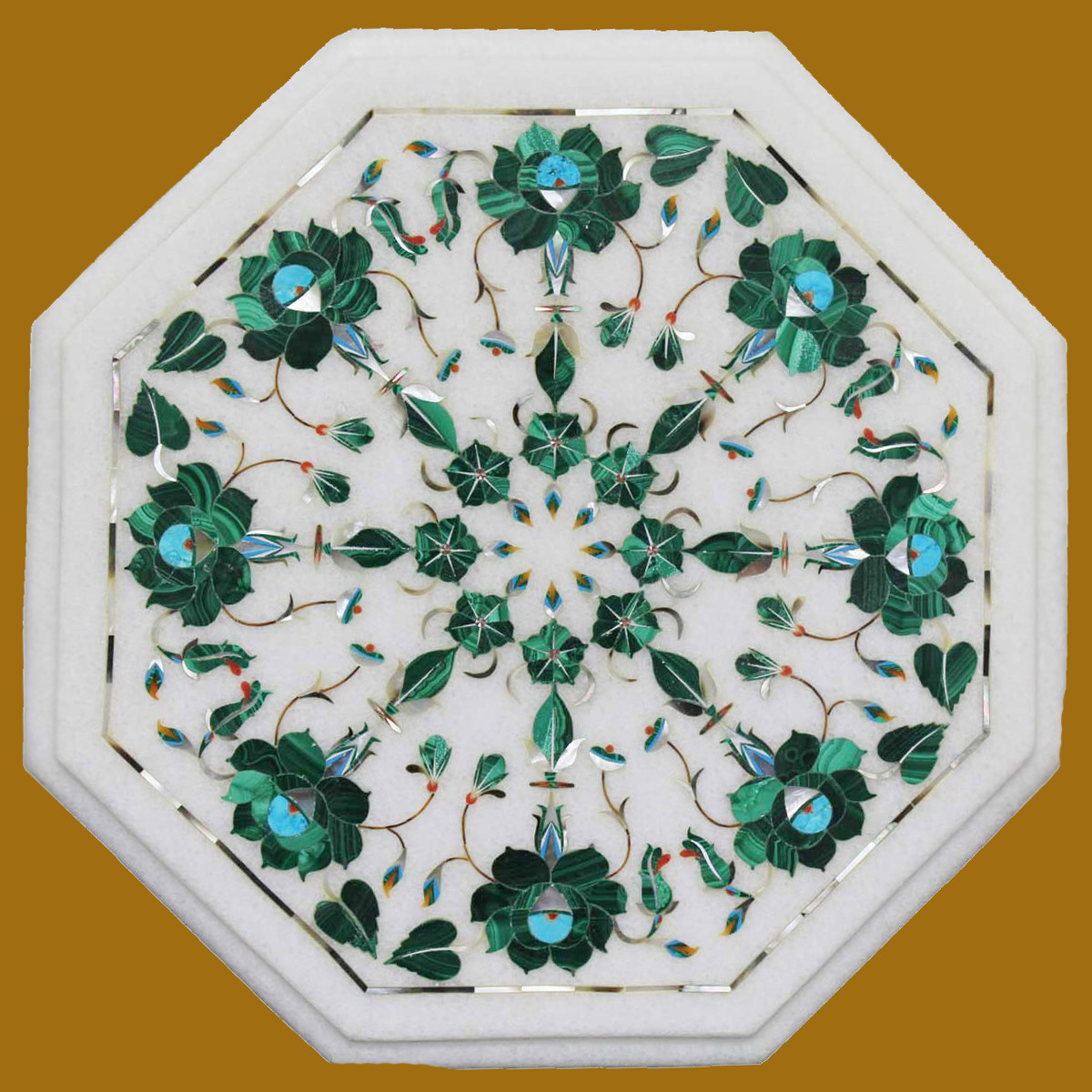 12x12 Handmade Pietra Dura Marble Art Coffee Table Home Decor Gift