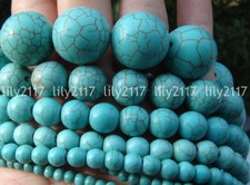 Natural Blue Turquoise Round Gemstone Loose Beads DIY 15" 4/6/8/10/12/14/16mm