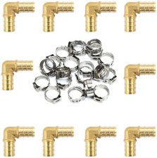 10x 1/2" inch PEX Fitting 90 Degree Elbow Brass Lead Free 20x Cinch Pinch Clamp