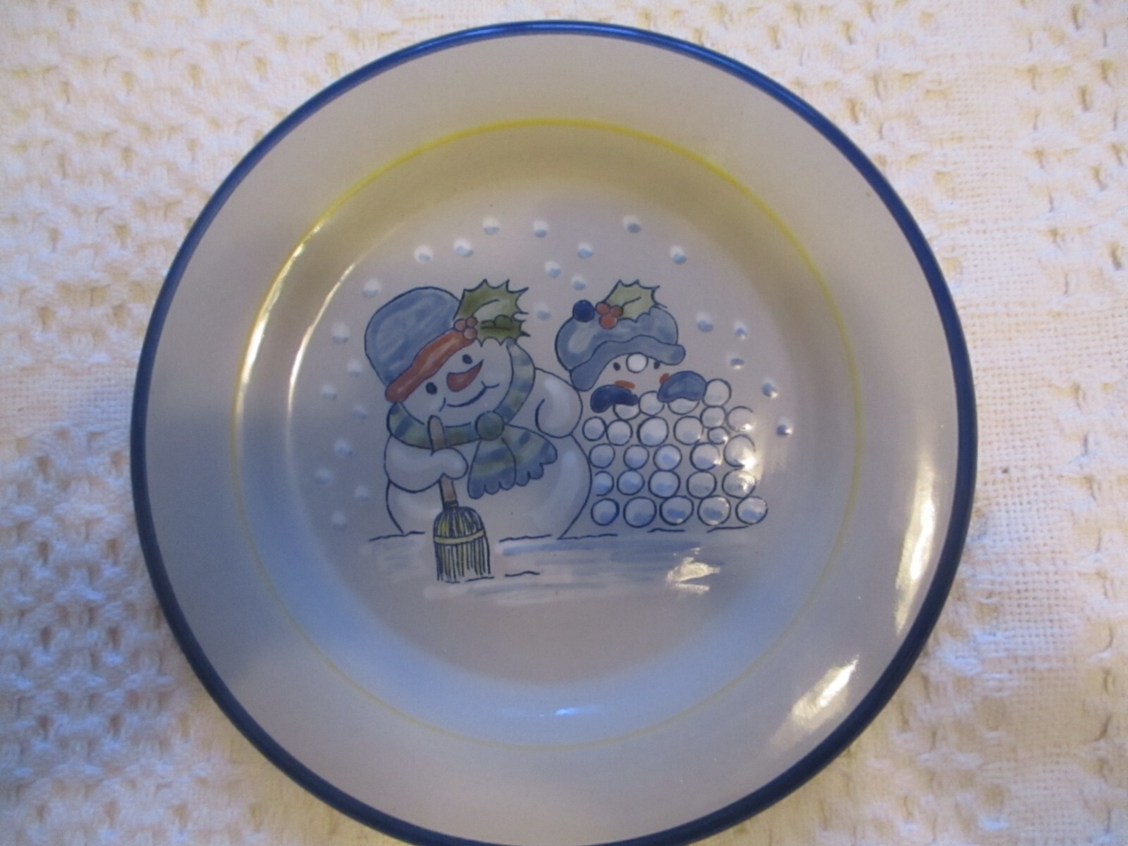 LOUISVILLE STONEWARE WINTER SNOWMAN & SNOWBALLS COOKIE PLATE 9" eBay