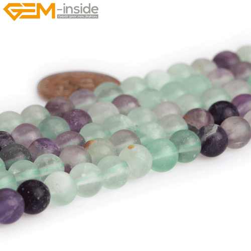 Natural Forested Round Chakras Beads Green Purple Fluorite Quartz Jewelry 15" - Picture 4 of 28