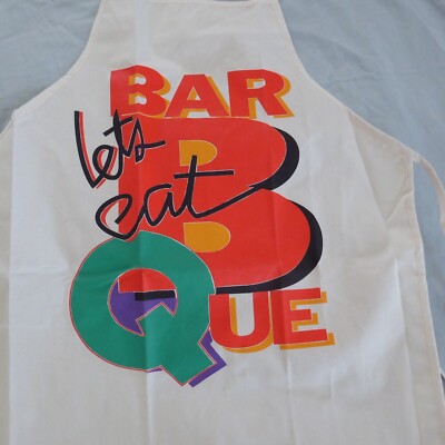 LET'S EAT BAR-B-QUE, apron, canvas fabric, innovo, inc., USA, new without tags