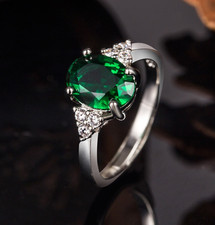 Adjustable Sparkling Sterling Silver Diamond Cut Green Dress Engagement Rings