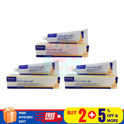 3 x Virbac Nutriplus Nutri Plus Gel - Nahrungsergänzungsmittel für Katzen & H...