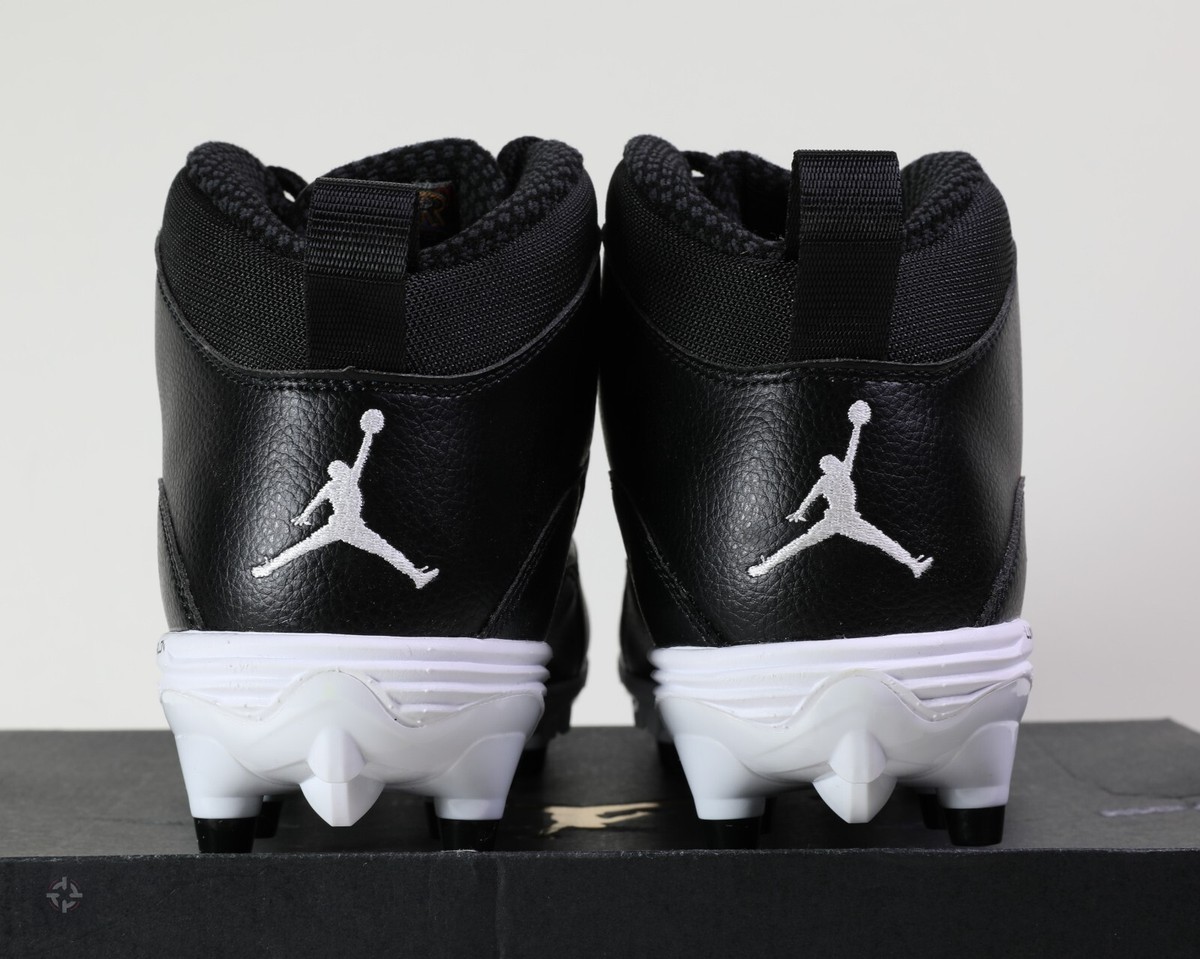 Nike Jordan 10 TD Mid Black White Football Cleats Men's Size Nike Jordan 10 TD Mid Black White Football Cleats Men's Size