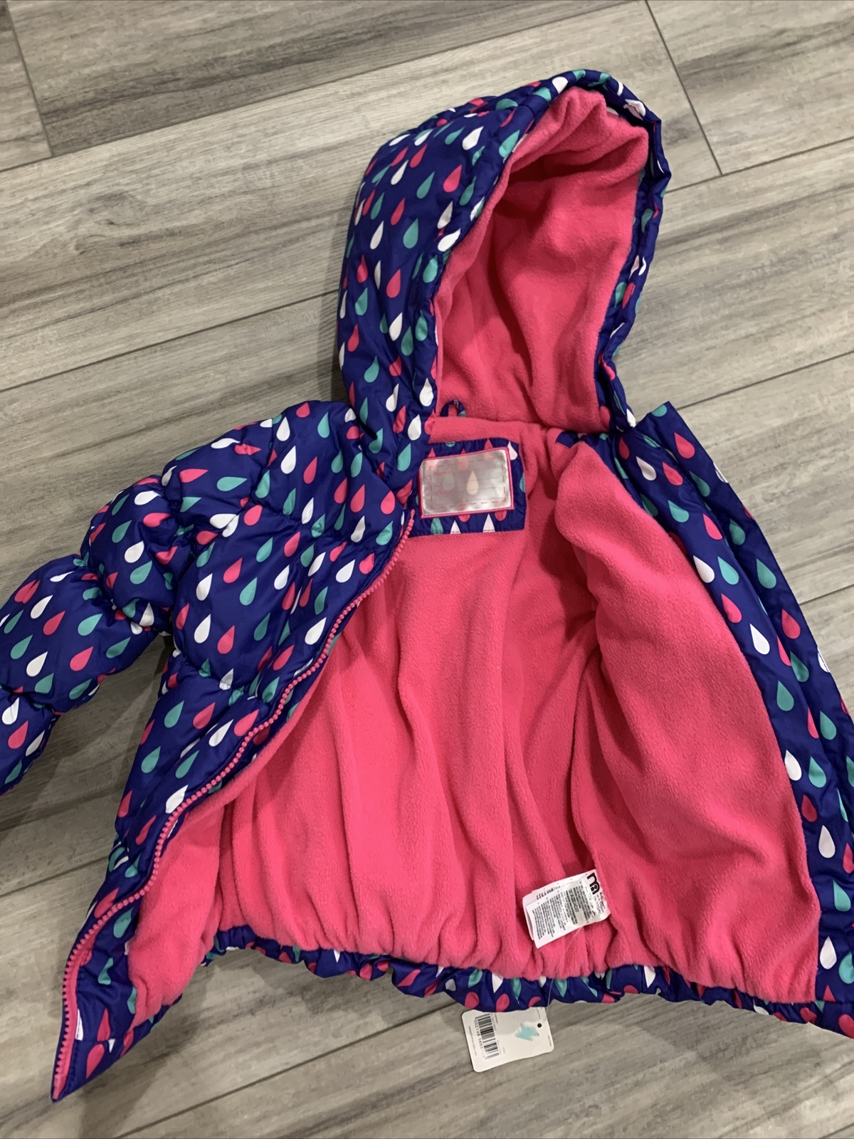 NWT Mothercare Blue Raindrops Down Girl Jacket Size 4-5