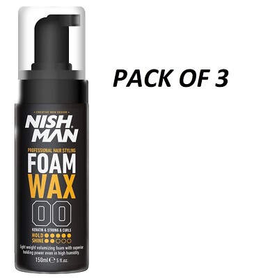 NISHMAN Professional Hair Styling Foam Wax - PACK OF 3