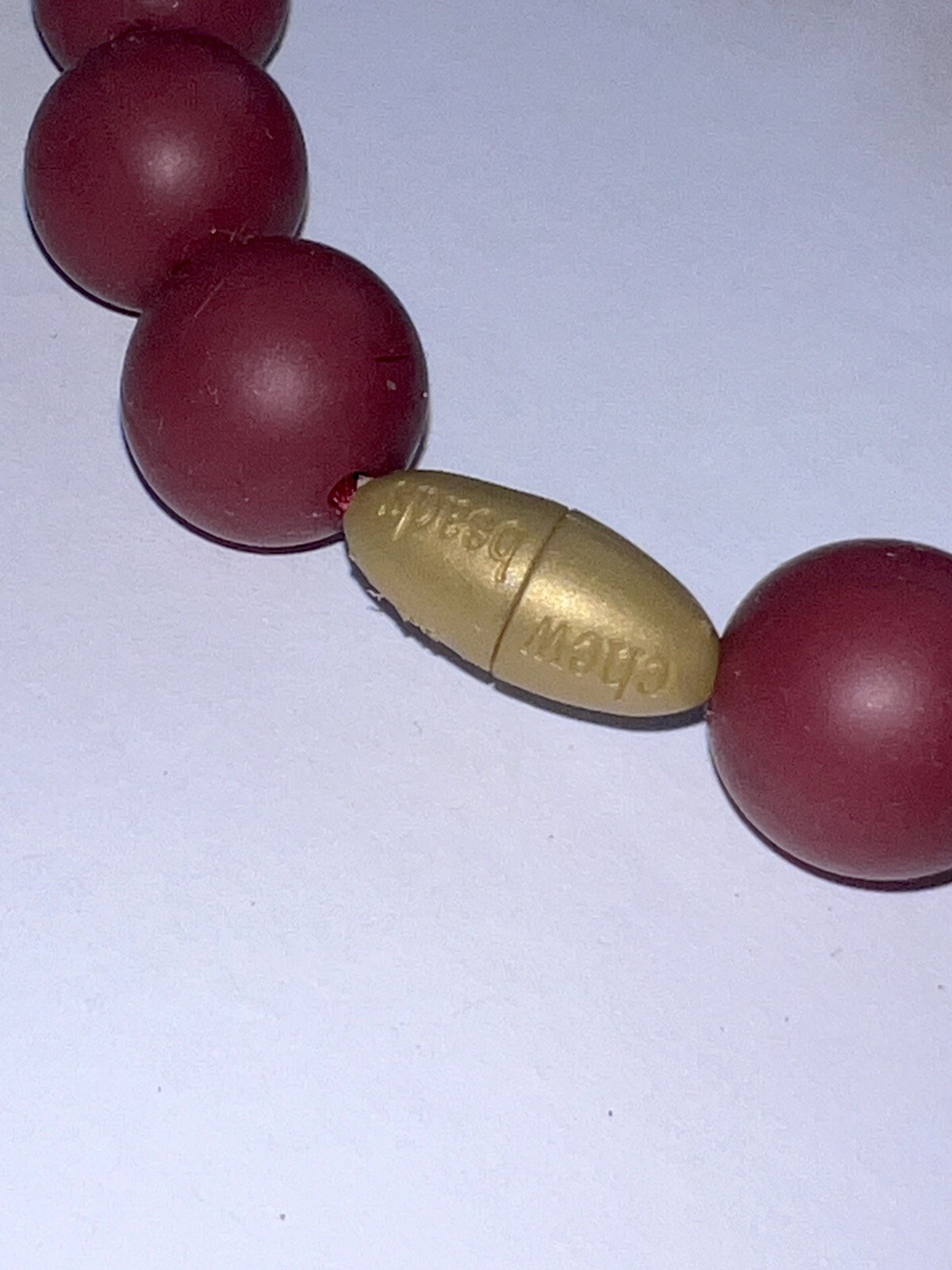 Chew Beads Silicone Burgundy Red Necklace w/ Safety Release Hand Knotted 10P