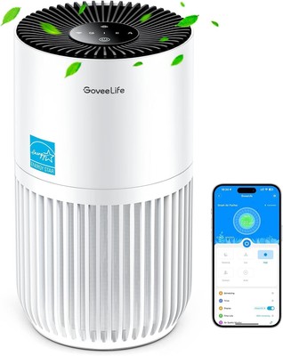 GoveeLife Mini Air Purifier for Bedroom, HEPA Smart Filter White 