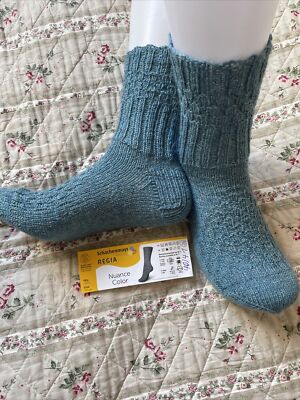 Stricksocken Gr.40/41 Handgestrickt (24) Regia 4-fädig Nuance Color Blau