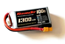 RoaringTop LiPo Battery Pack 100C 1300mAh 3S 11.1V with XT60 Plug 