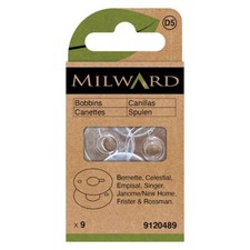 Plastic Bobbin: Universal, Class 15k: 9 pieces Milward Green Haberdashery