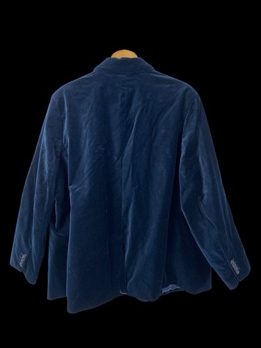 Lands End Velvet Blazer 24W 3X Blue Green Womens Career Preppy Academia Jacket - Picture 7 of 10