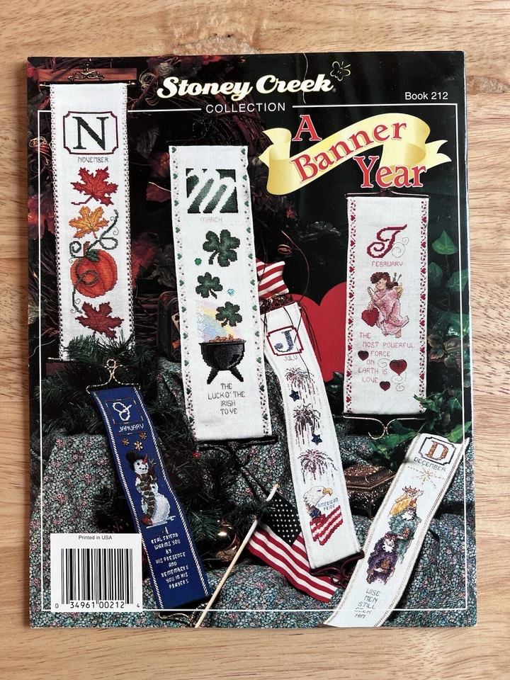 Libro de punto de cruz vintage “Colección Stoney Creek” -Un año de bandera. Libro 212 Foto 2 de 2