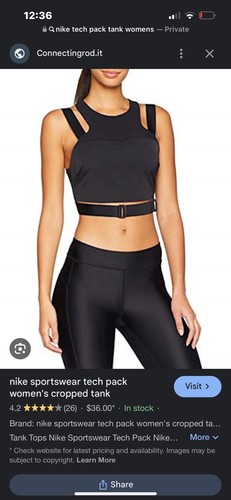 Top Nike Tech Pack donna alto grande nero cinturini tagliati serbatoio nuovo con etichette - Foto 4 di 4
