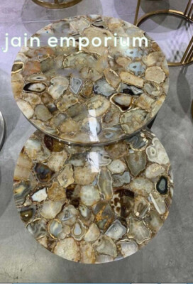 12'' two pcs round Marble Table Top Coffee center corner Inlay agate Decor home