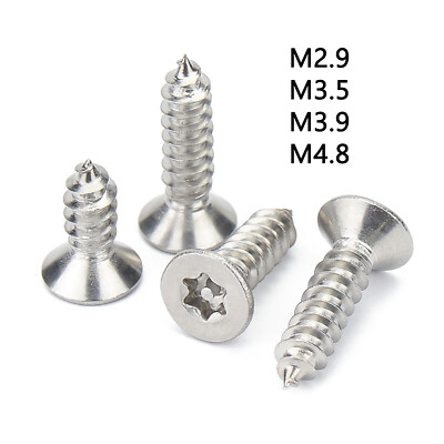 10 x Torx Countersunk Security Self Tapping Screws Stainless Steel M2.9 - M4.8
