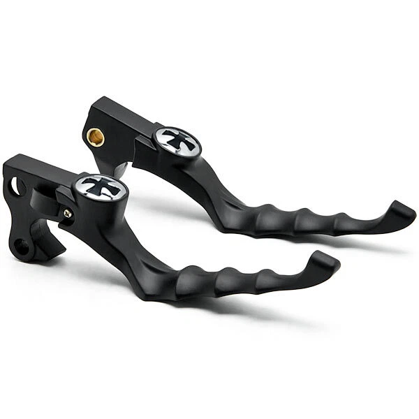 Black Hand Levers w/ Emblems for 2004-2015 Harley Davidson Sportsters XL / XR - Image 2 of 4