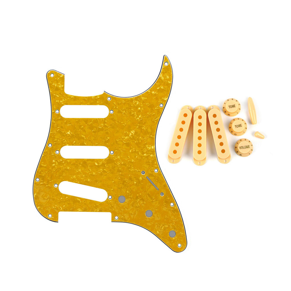 1 Set of Strat Guitar SSS 11 Hole Pick Guard Plate Pickup Cover 2T1V
