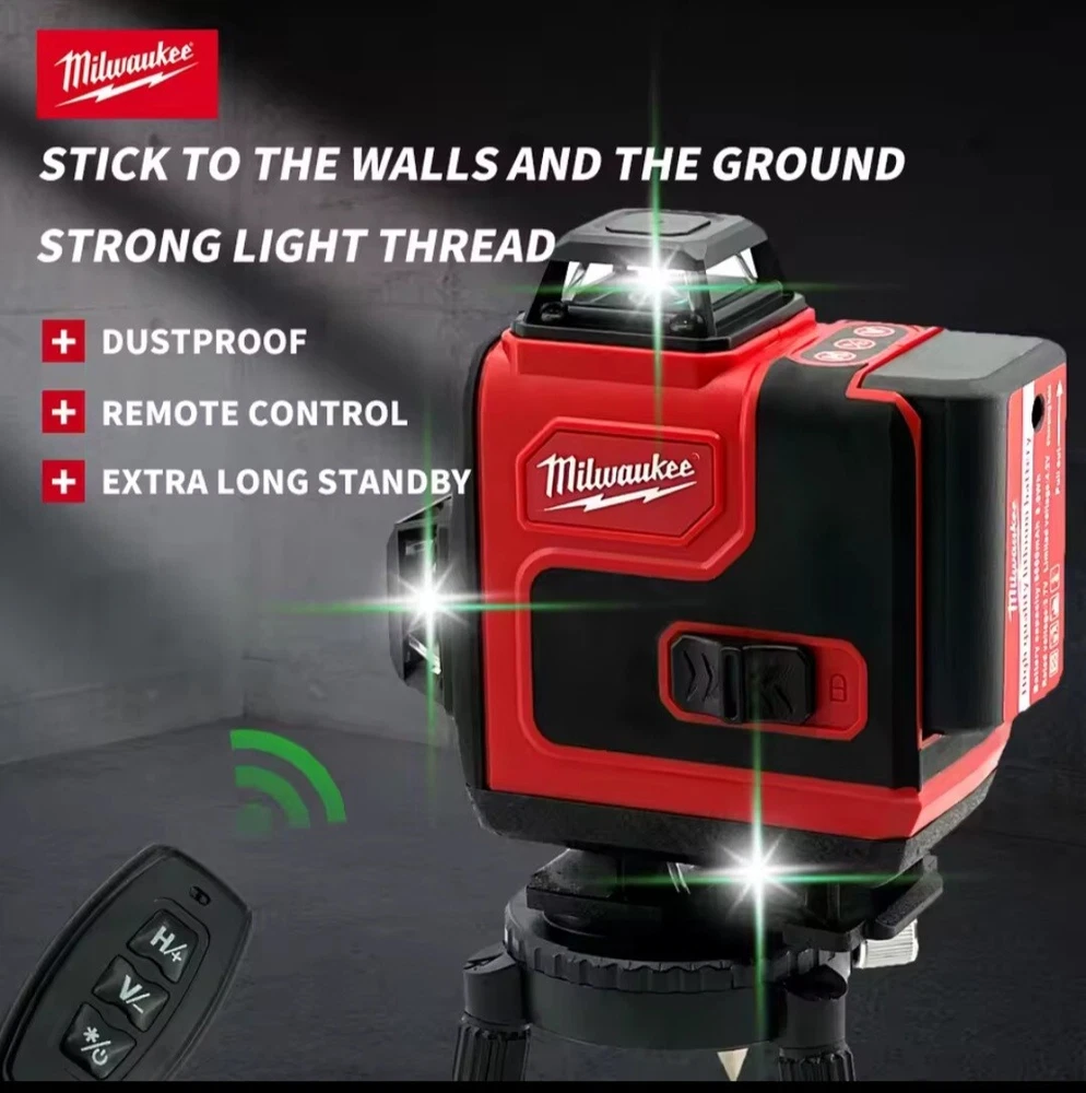 Milwaukee Laser Level Green 16 Lines 4D Self Leveling 360 Horizontal