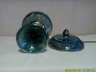 Indiana  Harvest Grape Carnival Glass Iridescent Blue Covered Compote Candy Dish — photo 4