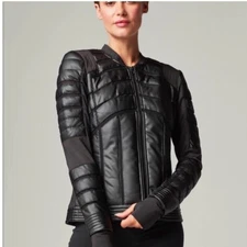 Blanc Noir Black Mesh Inset Bomber Jacket