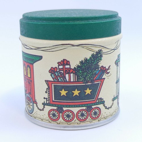 Vintage Potpourri Press Round Tin CHRISTMAS TRAIN 2"x2" Made in USA - Picture 2 of 7