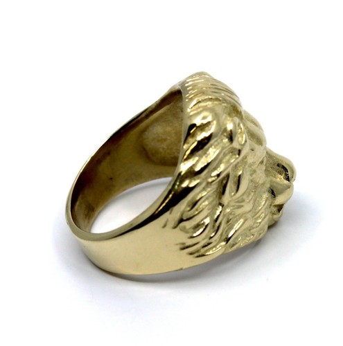 14k Solid Yellow Gold Lion Head Signet Ring Men's Sz 7.75 Sizable - Picture 9 of 15