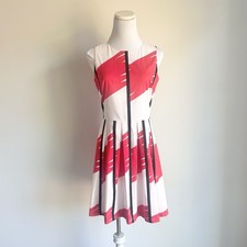Vince Camuto White Red Black Abstract Print Sleeveless Dress, Women’s Size 2
