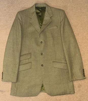 Chaqueta Deportiva Hacking Vintage Caballeros Samuel Brothers Lana Verde Tweed 42" Pecho - Imagen 1 de 4