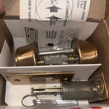 Vintage MCM Weiser Locks Double Cylinder Deadbolt Lock Satin Bronze NOS 931