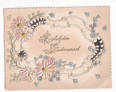 CONGRATULATIONS: FLOWER GARLANDS Gold + Glitter, Embossing Card Openwork