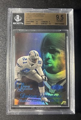Deion Sanders 1998 Flair Showcase Legacy Collection Row 3 21/100 JSY # BGS 9.5 