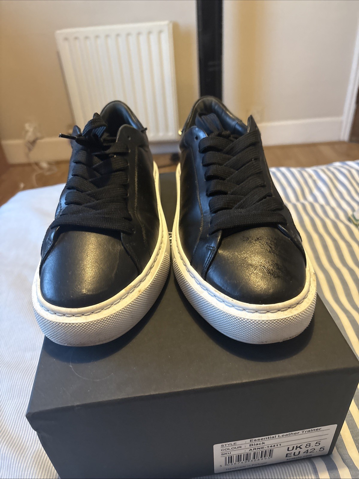 Arne Essential Leather Trainer In Black Size 8 Good Condition Used Once Only image 4