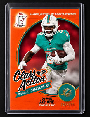 2025 Topps Signature Class De’Von Achane Class Action Orange #242/299