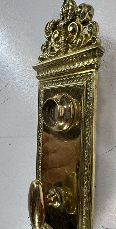 Antique Victorian / Edwardian Door Knob Back Plate Entry Cast Bronze Altena - Image 4 of 4
