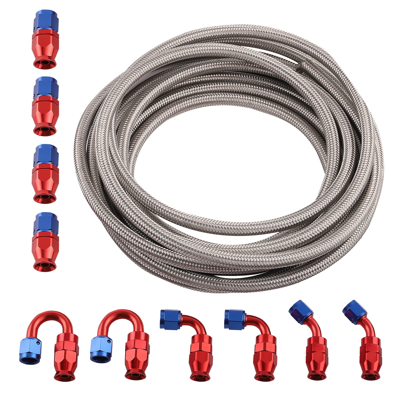 Tuyau tressé AN 6 nylon acier flexible carburant 20 feet durite essence avec raccord