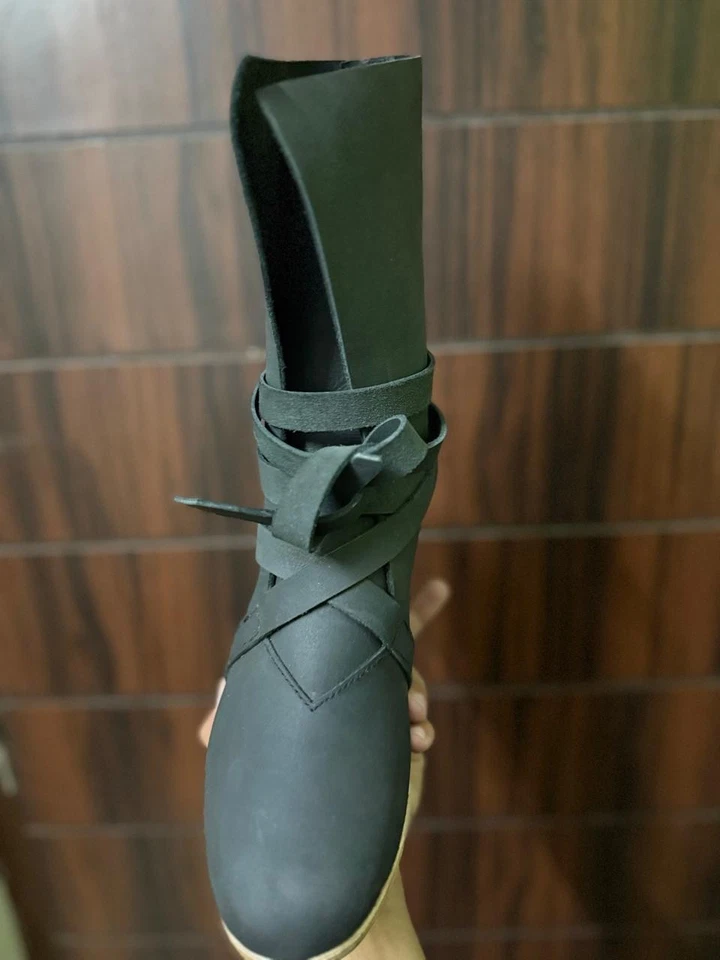 Средневековый ретро ботинки туфли, пиратские ботинки Renaissance кожаные туфли, LARP, SCA - Изображение 2 из 4