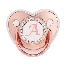 Bling Personalized Pink Baby Pacifier with Pacifier Clips and Anti-dust Cover A