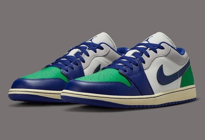 Nike Air Jordan 1 Low Men's Shoes Rare Air Sail Blue Green Grey 553558 147