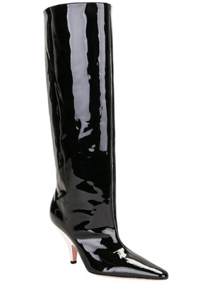 Bally Kika 6305368 Women's Black Patent Knee High Leather Boots MSRP $1350