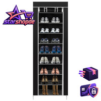 Schuhschrank 9 Ebenen Schmal Schwarz 60X30X160 Cm Schuhregal FüR Flur